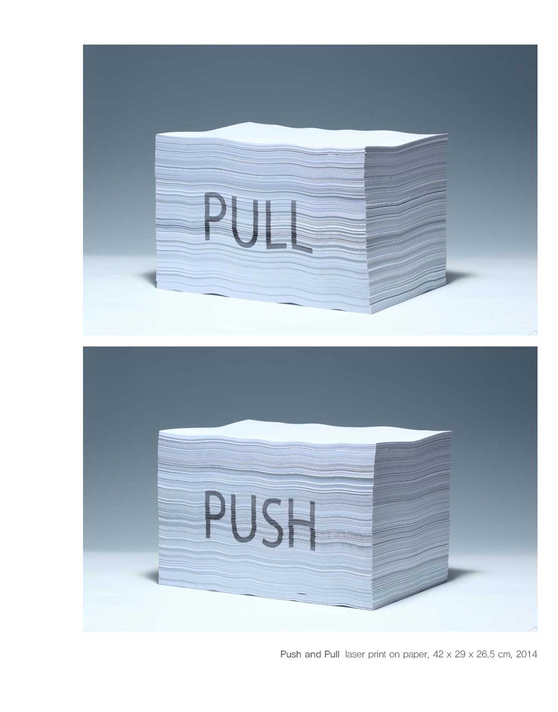 이길재, Push and Pull, laser print on paper, 42cm x 29cm x 26.5cm, 2014 